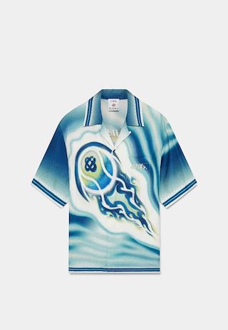 Casablanca  The Art Of The Serve Cuban Collar Ss Shirt The Art Of The Serve