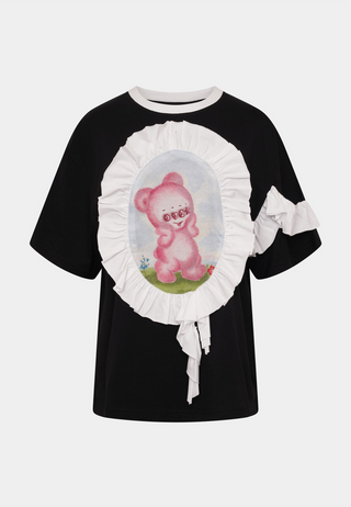 Charles Jeffery Loverboy Ruffle Patch Tee Black + White Cute Gromlin
