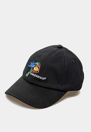 Casablanca Croquis De Tennis Embroidered Cap Black
