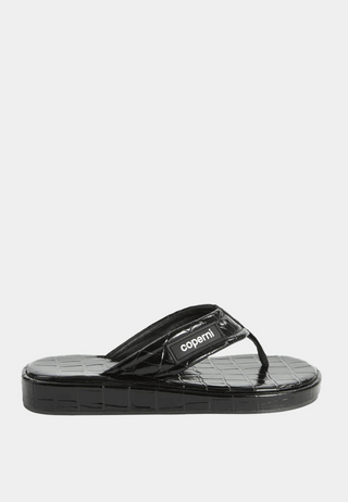 Coperni Croco Skinny Strap Logo Sandals Black
