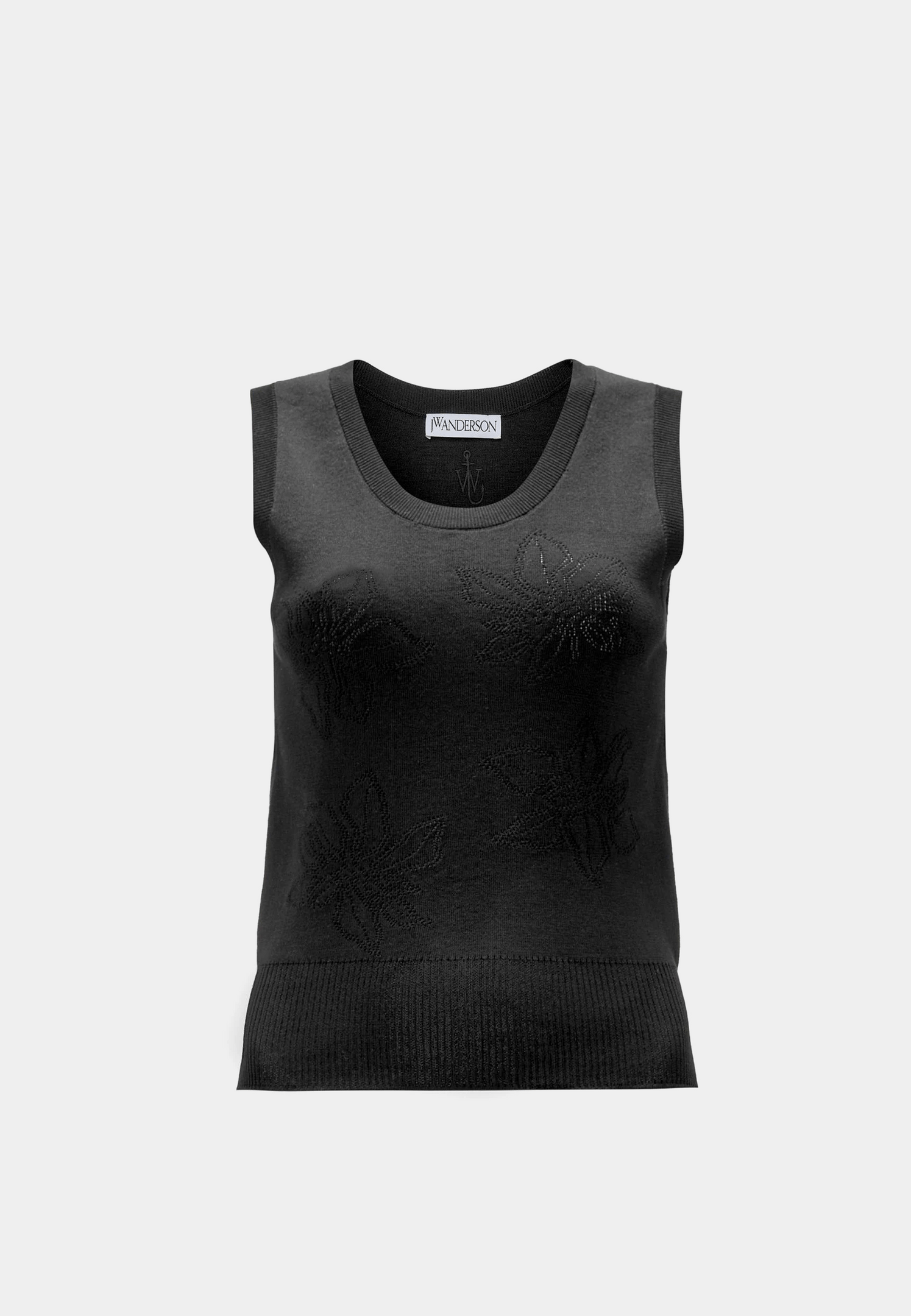 JW Anderson Flower Pointelle Tank Top Black