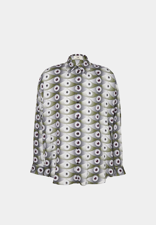 GmbH Oversized Shirt W Eye Print Khaki/Grey