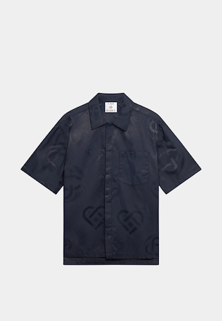 Casablanca  Monogram Ss Shirt Half Tone Monogra M/ Navy