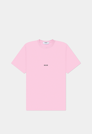 Msgm Jersey Ss T-Shirt With Micro Logo Print Pink