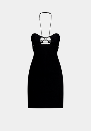 NENSI DOJAKA Hilma Halterneck Mini Dress - Black
