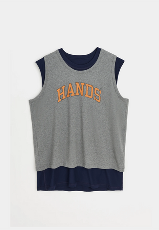 Our Legacy Reversible Gravity Tank Swing of Pendulum Hands Print Blue