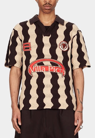 Pieces Unique The Picta Villa Mesh Polo Shirt Cream Brown