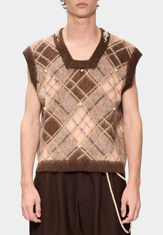 Pieces Unique The Vest Christophe Cream Brown