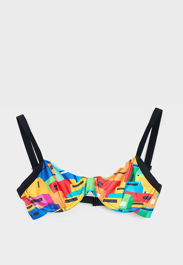 Urban Mosaic Print Bikini Top Multi