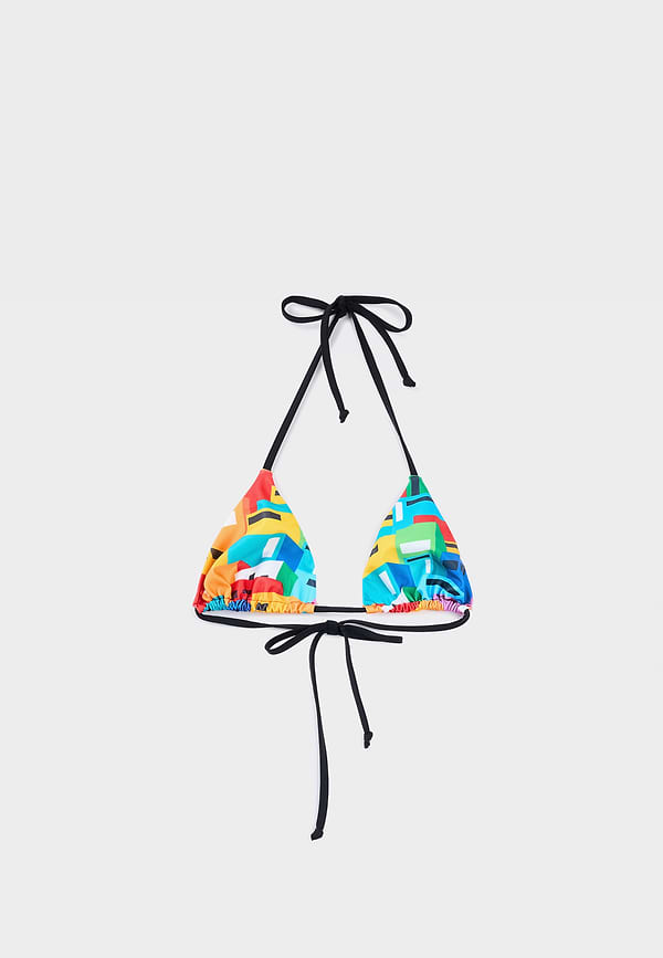Urban Mosaic Print Triangle Bikini Top