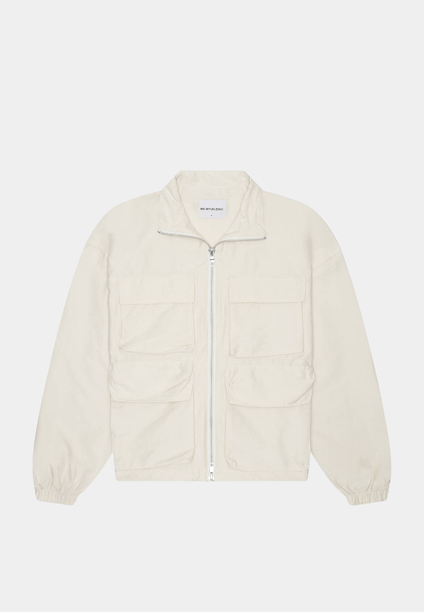 Mki Miyuki Zoku Washed Cotton Nylon Track Jacket Bone