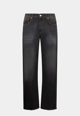 GCDS Wirdo Denim Straight Trousers Black
