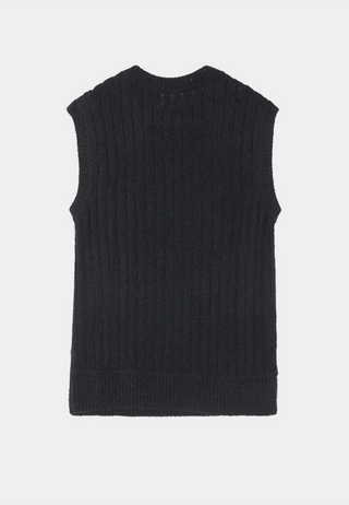 Wood Wood Rasmus Sheer Stripe Vest Black