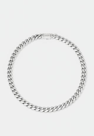 Darkai White Cuban Choker Silver