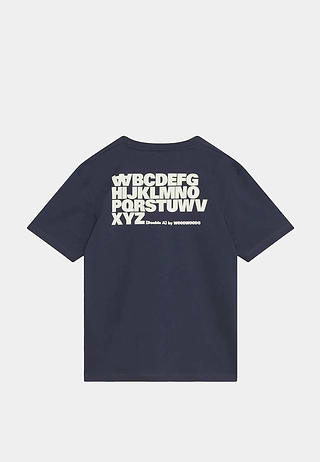 Wood Wood Ace Letter T-Shirt GOTS 7000 Navy