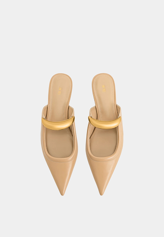 JW Pei Helena Pierced Mules Khaki