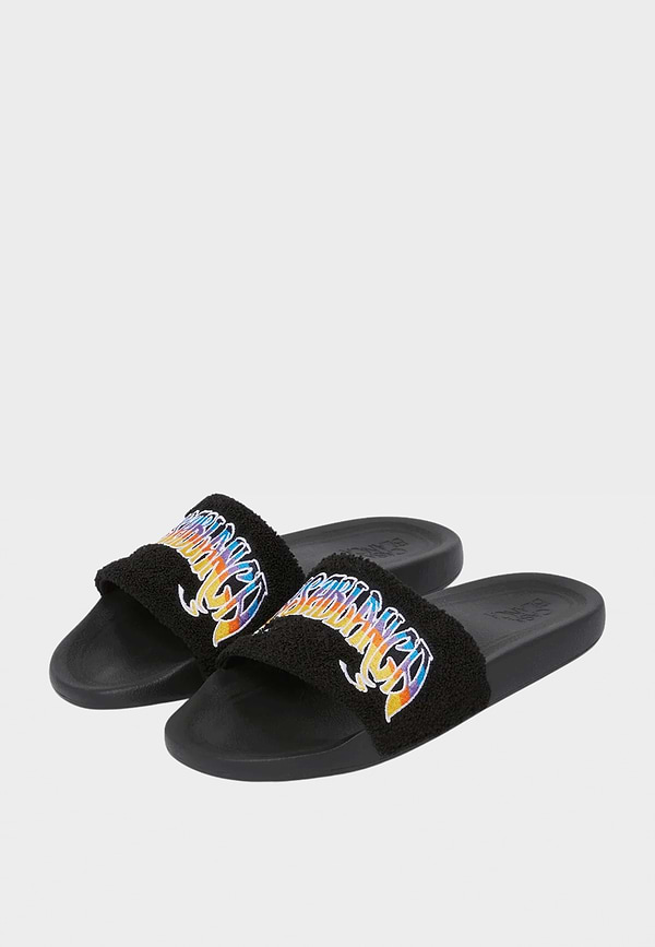 Casablanca Men's Embroidered Terry Slider Black Multi