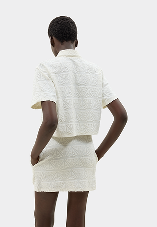 Monogram Plush A Line Mini Skirt White