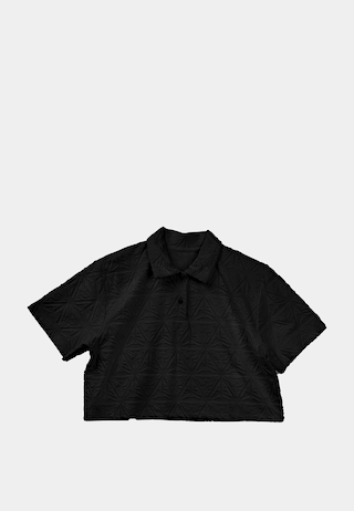 Monogram Plush Cropped Polo Shirt Black