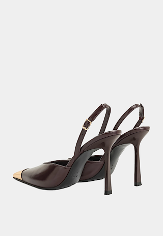 JW Pei Savannah Gold Tipped Slingback Pumps Burgundy