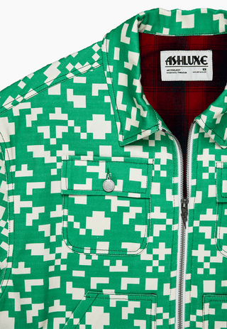 Ashluxe Pixel Denim Jacket Green