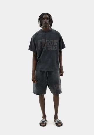 Ashluxe Vintage Acid Wash Shorts Black