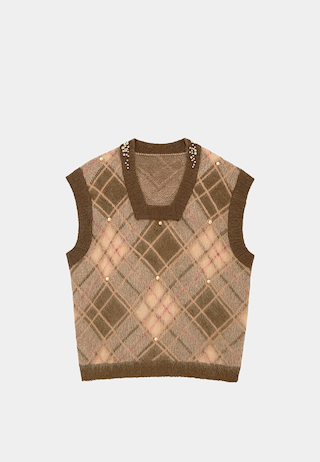 Pieces Unique The Vest Christophe Cream Brown