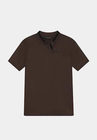 Robyn Lynch Short sleeve football top with embroidery logo Brown