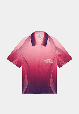 Casablanca  Aubergine Gradient Cuban Collar Ss Shirt Aubergine Gradient