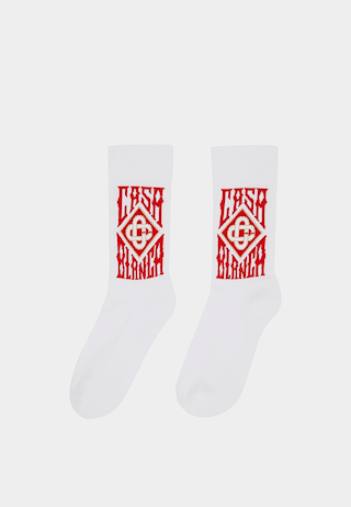 Casablanca Printed Sports Socks White Red