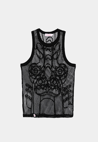Charles Jeffery Loverboy Graphic Net Vest Black