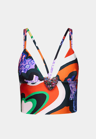 Area Heart Printed Bustier Top Multi