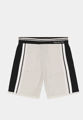 Casablanca  Metallic Mesh Stripe Shorts Silver / Black