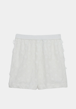 White MSGM poplin Bermuda shorts with embroidery, high-end fashion store collection.