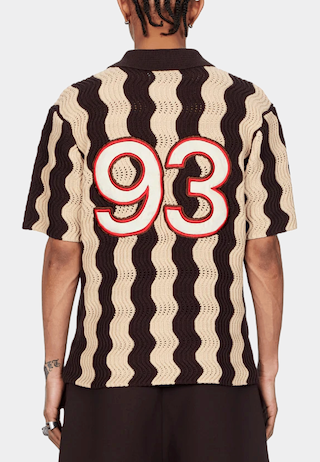 Pieces Unique The Picta Villa Mesh Polo Shirt Cream Brown