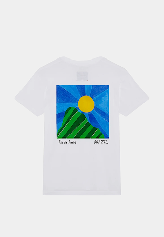 Frescobol Rosa Cotton T-Shirt JB Print - Booth Blue & Booth Yellow
