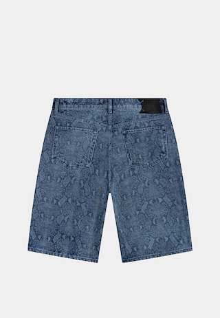 Daily Paper Snake Laser Denim Shorts Blue
