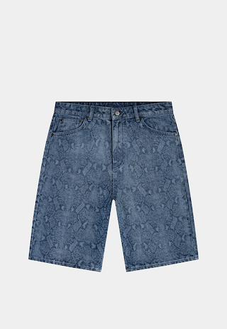 Daily Paper Snake Laser Denim Shorts Blue