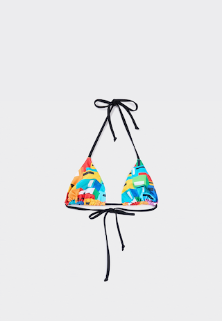Urban Mosaic Print Triangle Bikini Top