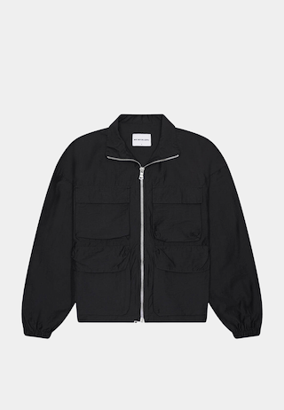Mki Miyuki Zoku Washed Cotton Nylon Track Jacket Black