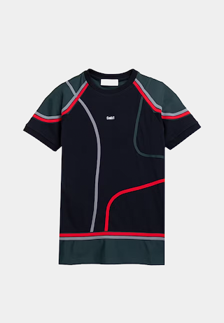 GmbH Patchwork T-Shirt With Piping Black Green-Red White