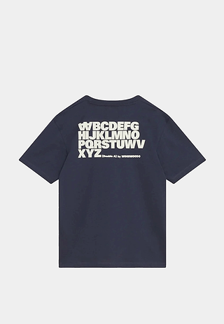Wood Wood Ace Letter T-Shirt GOTS 7000 Navy