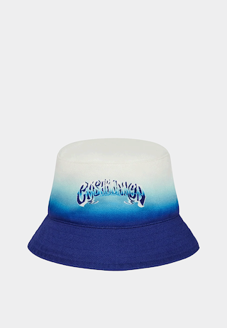 Casablanca  Gradient Faded Logo Printed Bucket Hat Chin Straps Blue/White