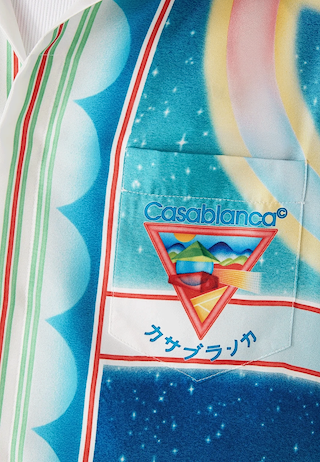 Casablanca Cuban Collar Short Sleeve Shirt Galaxy Court Blue Red Muti