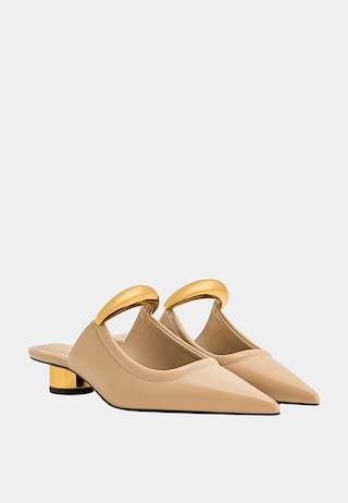 JW Pei Helena Pierced Mules Khaki