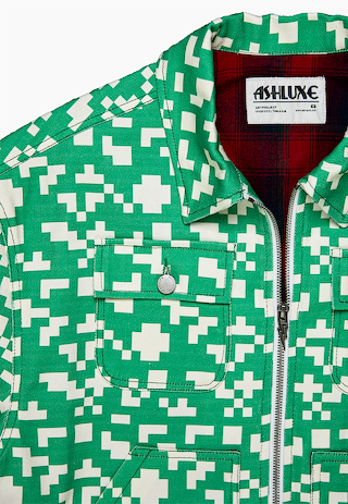 Ashluxe Pixel Denim Jacket Green
