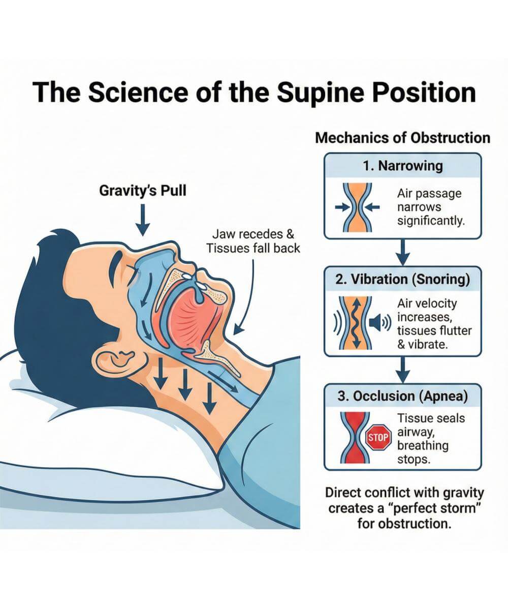 How Back Sleeping (Supine Position) Causes Snoring