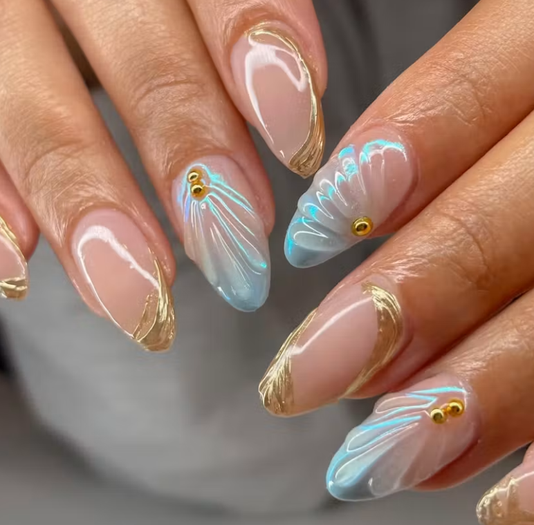 Elegant gel manicure with detailed finish, Newark NJ nail artist