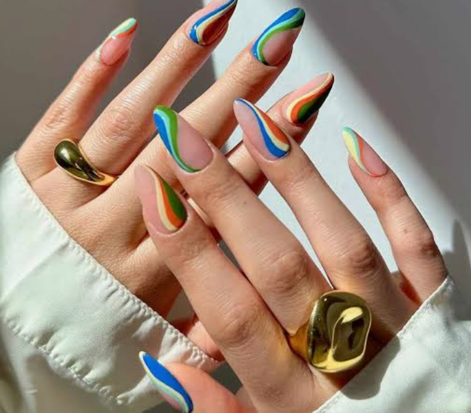 Custom acrylic full set nail design in Newark, New Jersey