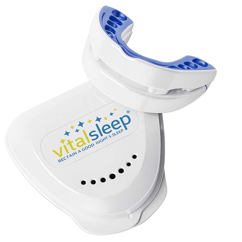 VitalSleep anti-snoring mouthpiece with its storage case